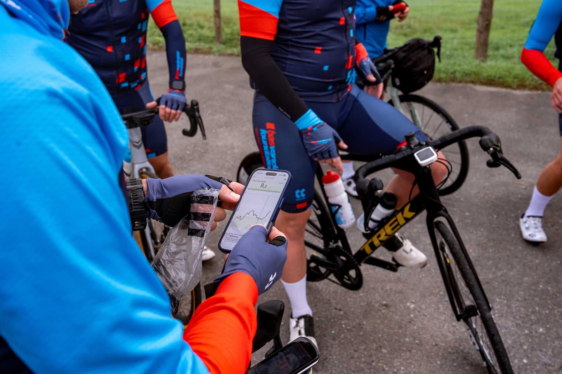 Bloedwaardes checken tijdens het fietsen