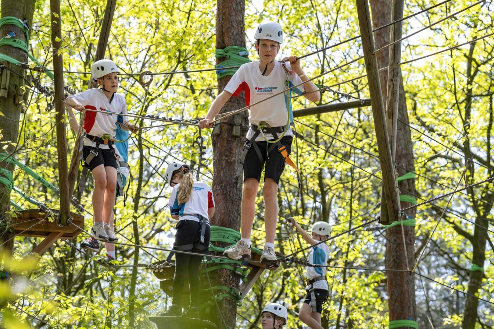 In het klimbos op sportkamp