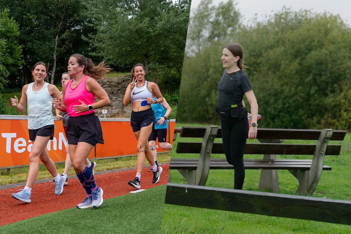 Louke tijdens de training met Bas van de Goor Foundation en zelf aan het hardlopen